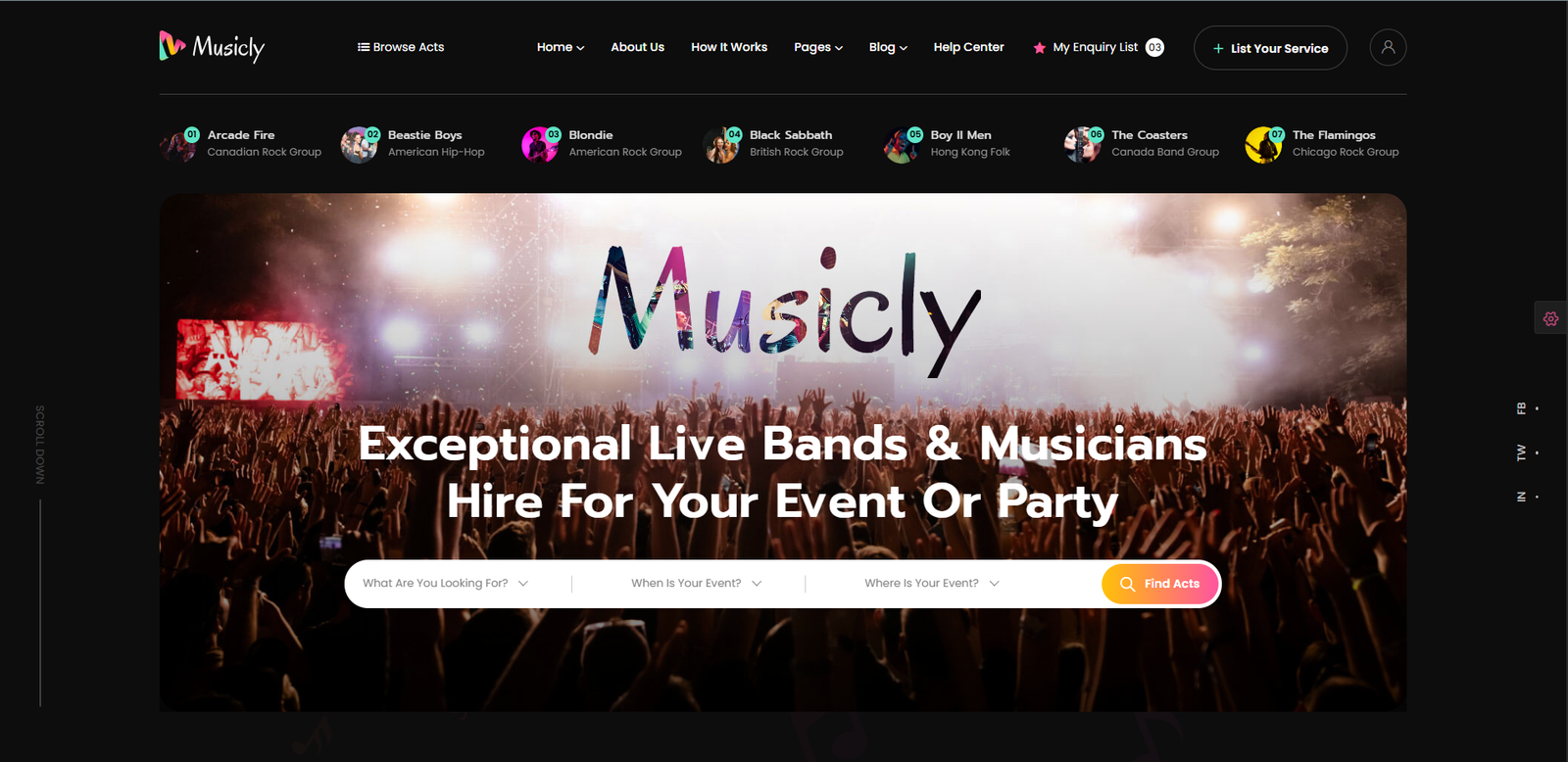 Musicly - Music Bands and Musicians HTML Template
                                